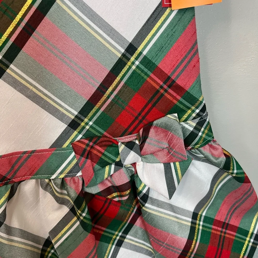 NWT Gymboree Red Green Gold Plaid Christmas Holiday Dress with Bow Girls 7